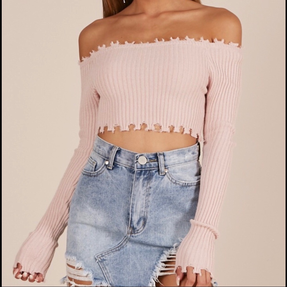 NWT 💕 BLUSH PINK ‘NEVER CHANGE’ LS CROP KNIT